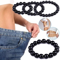 natural stone elastic bracelet charm men black obsidian beads slimming bracelets for women yoga meditation jewelry pulseira
