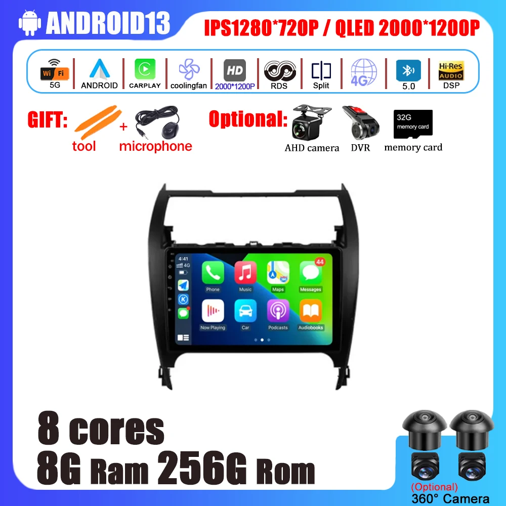 

Car Accessories Radio Multimedia Video Player Navigation GPS Android 13 Screen For Toyota Camry 7 XV 50 55 2012 - 2014 DVD