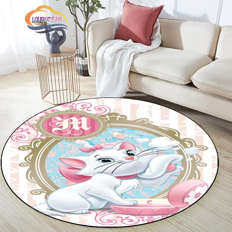 

Cartoon Cute Marie Cat circular Carpet White cartoon cat living room bedroom floor mat girl's bedroom Decorative rug Chair mat