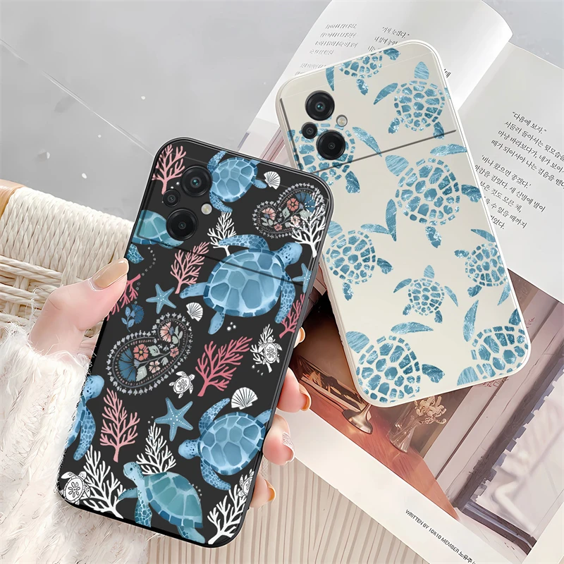 Turtle Painting Case For Xiaomi Poco X6 F4 F5 M3 M4 M5 X3 NFC F6 M2 C31 X2 F3 Pro X4 GT X5 Shockproof Silicone Soft Phone Cover