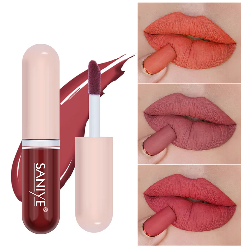 

Sdotter SANIYE Matte Lipstick Waterproof Long-lasting Not Stick Cup Lip Gloss Plumping Sexy Red Velvet Lip Tint Stain Glaze Cosm