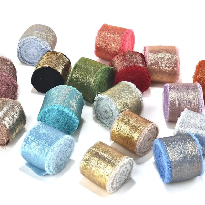 Шифоновая лента 4 см из искусственного шелка с краями-сырецами