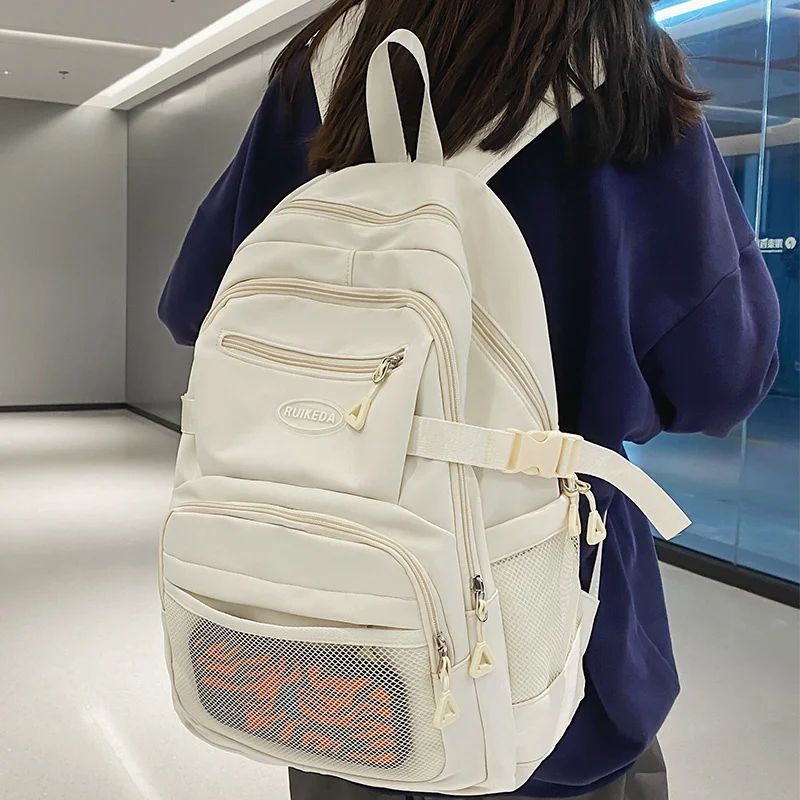 

Вместительный студенческий рюкзак унисекс, корейский однотонный водонепроницаемый нейлоновый дорожный ранец для скейтборда, мальчиков и девочек