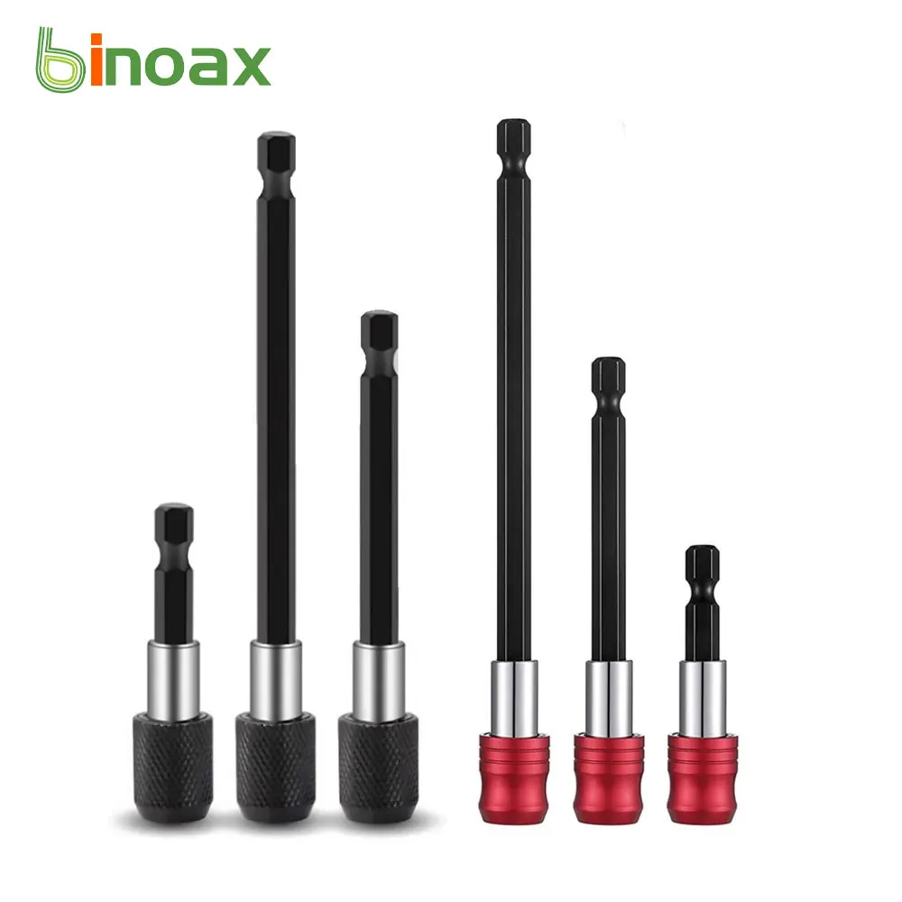 Binoax Magnetic Extension Bit Set Extensions Quick Change 1/4" 6.35mm Hex Rod Shank Long Handle 60 100 150 mm