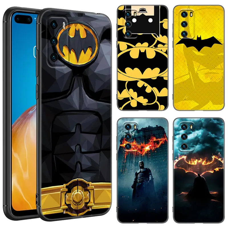 Hot Bat-man Logo Phone Case For Huawei P8 P9 P10 P20 P30 P40 Lite E P50 P Smart Pro Z S 2018 2019 2020 2021 Soft TPU Black Cover