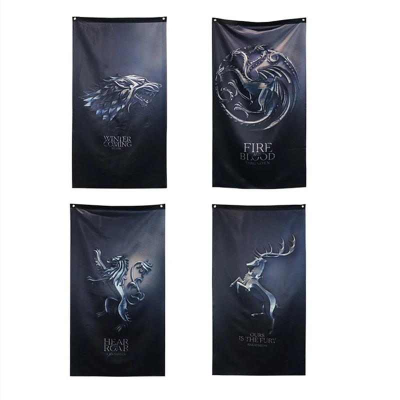 

Настенная картина из полиэстера с животными, Рисунок дракона, Льва, волка, традиционные флаги, украшение для дома, для гостиной