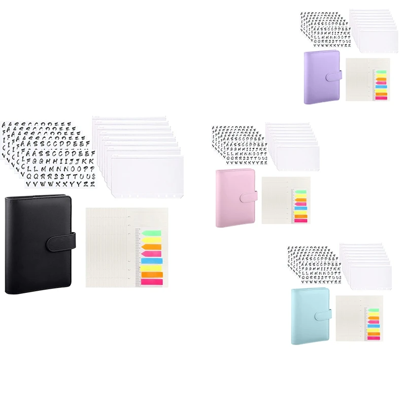 A6 Binder Cover 6-Ring Budget Planner With Pockets Refill Paper Letter Stickers For Money Saving Organizer