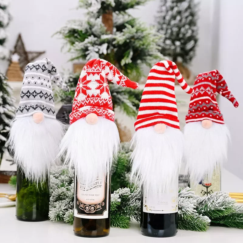 

2022New Wine Bottle Cover Bags Santa Claus Wine Bottle Cover Gift Bag Christmas Dinner Party Xmas Table Decor Merry Christmas
