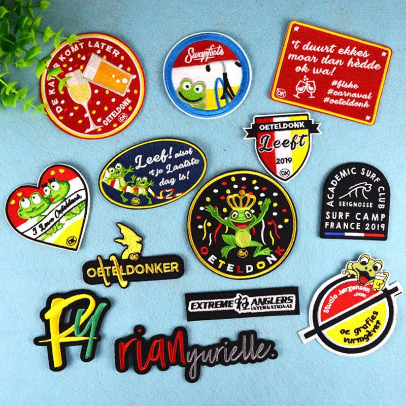 

Frog Cartoon Patch Cute Animal Clothing Patch Strip English Letter Embroidery Cloth Sticker Iron on Patches for Clothes