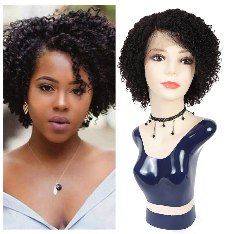 

Kinky Curly Wig Short Human Hair Wigs for Black Women 10 12 Inch Curly Lace Frontal Wig Human Hai Natural Hairline Pre Plucked
