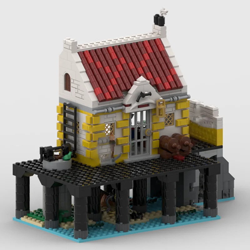 Moc-10320 Средневековая серия пиратов ElDorado расширяющая модель двора Барракуды залив