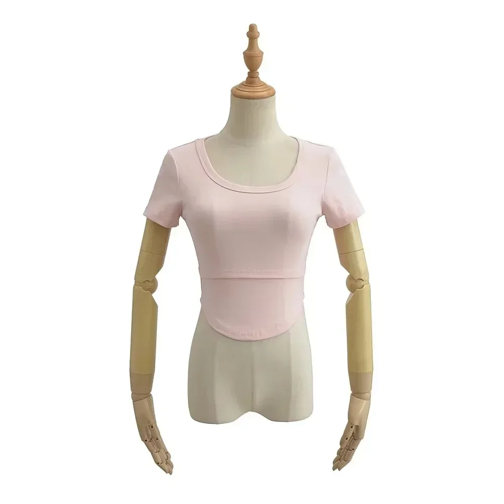 

Однотонная женская футболка с коротким рукавом и круглым вырезом, белая