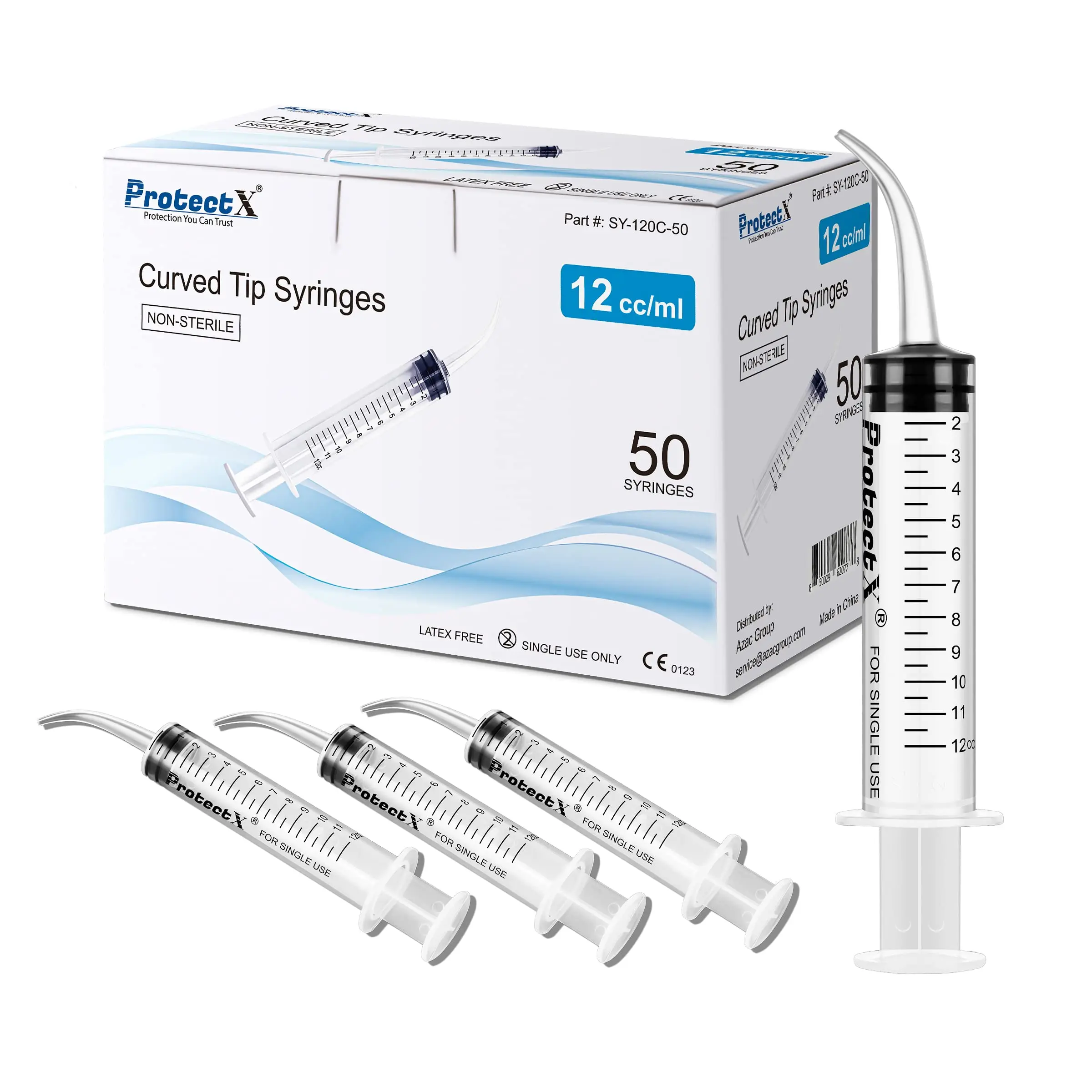 

12 ml 50-Pack Curved Tip Disposable Syringe for Dental Oral Irrigator, Smooth and Accurate Dispensing…
