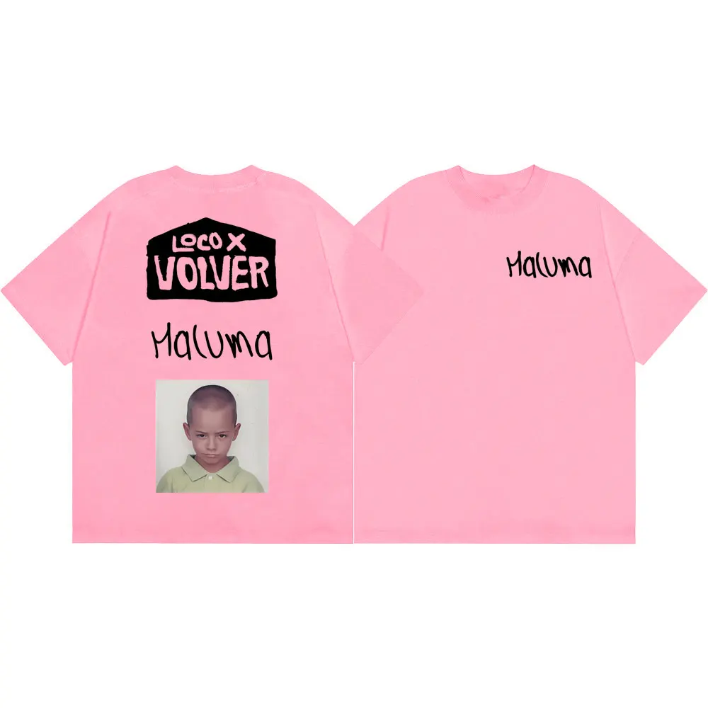 Фото Футболки с графическим принтом Rapper Maluma 2026 New Album Loco X Volver, модные уличные футболки, трендовые футболки для мужчин и женщин, повседневные свободные футболки №4