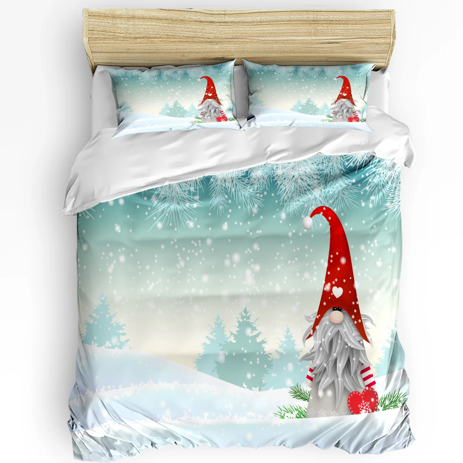 

Christmas Snowflake Cute Dwarf Bedding Set 3pcs Duvet Cover Pillowcase Kids Adult Quilt Cover Double Bed Set Home Textile