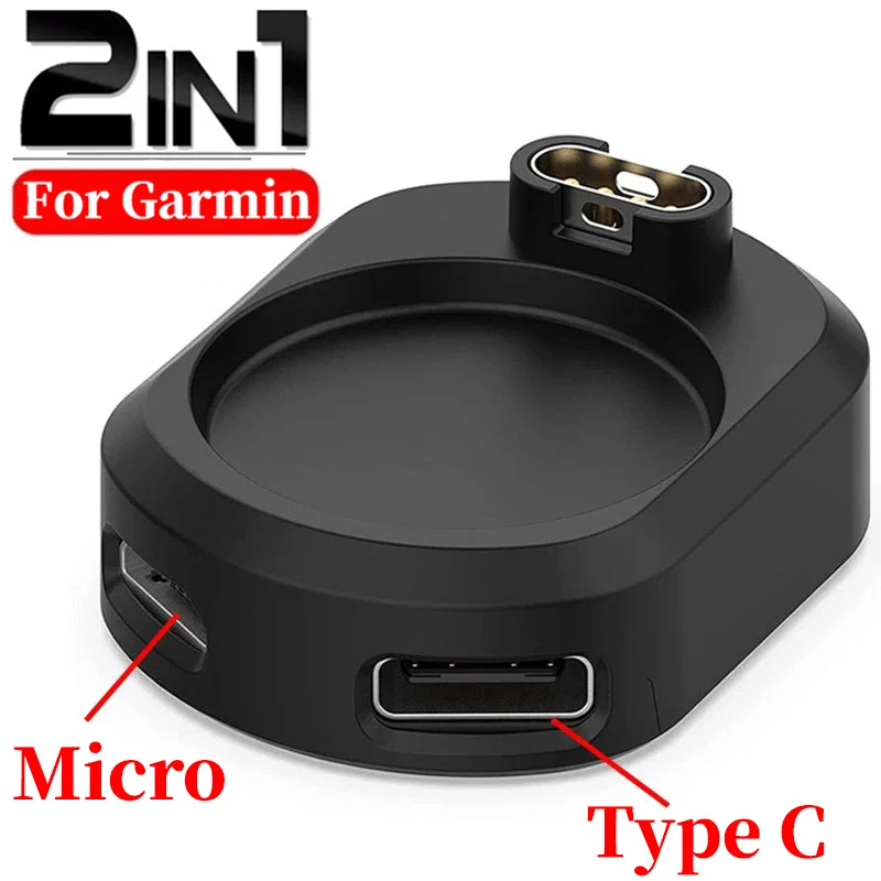

Зарядное устройство 2 в 1 с Micro USB для Garmin Fenix 5 6 7x CAME Vivoactive 4 3 Forerunner 955 255 мини-зарядное устройство