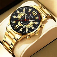 fashion mens sports watches luxury gold stainless steel quartz wrist watch men business casual leather watch relogio masculino