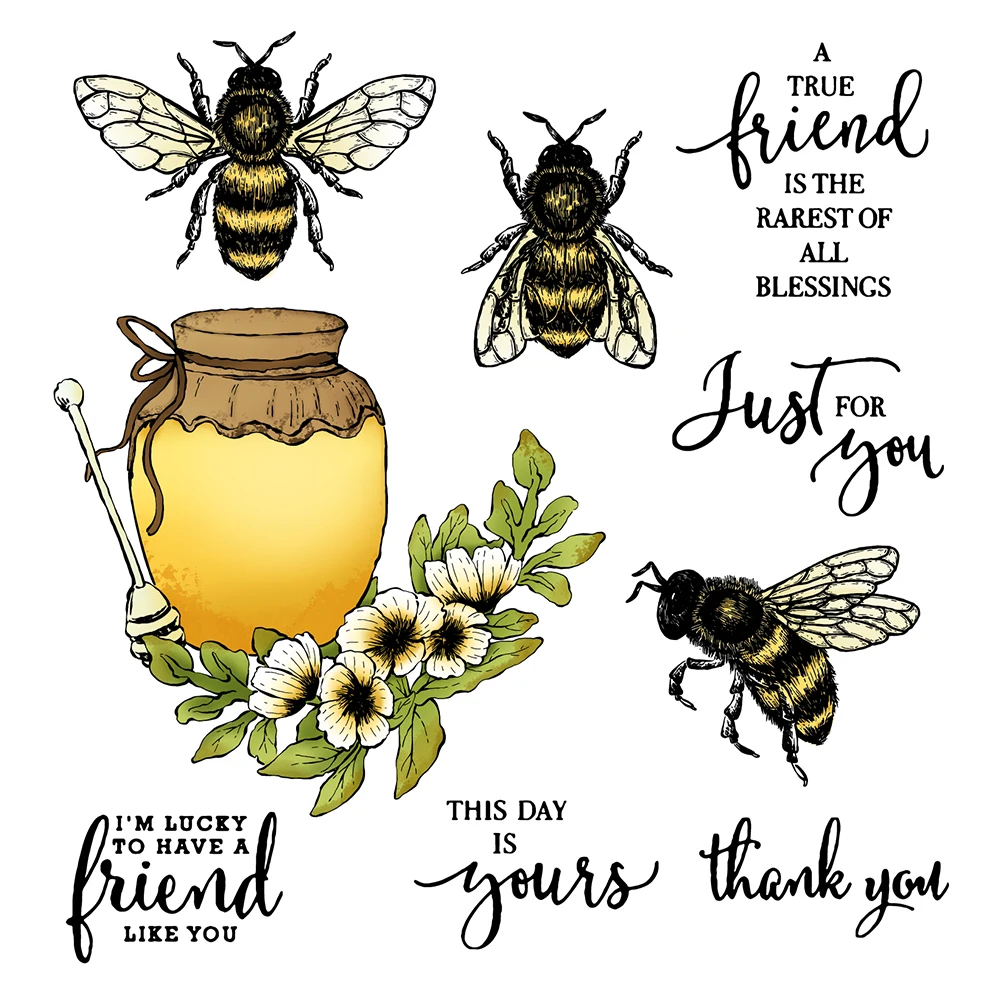 

MangoCraft Busy Bees Honey Metal Cutting Dies Clear Stamp Scrapbooking Decor DIY Cut Dies Silicone Stamps For Cards Diary