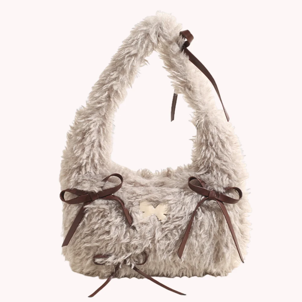 Женская плюшевая сумка на молнии кошелек-клатч с внутренним карманом пушистый