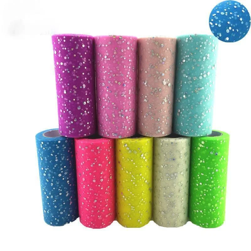 

Baby Shower Decor Tulle Roll 15cm 10Yards Glitter Sequin Fabric Spool Tutu Birthday Mariage Wedding Decoration Party Supplies