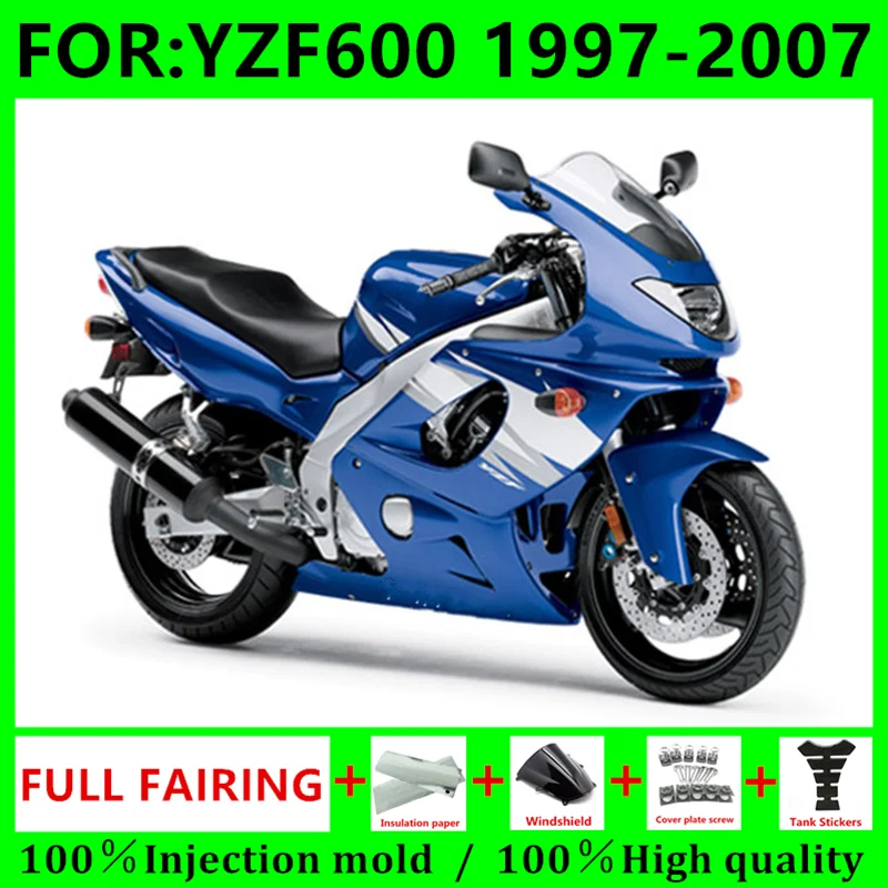 

Новинка ABS инжекционная форма для мотоцикла полный комплект обтекателей подходит для YZF 600 2006 yzf600 1997 - 2007 Обтекатели для кузова Комплект сине...