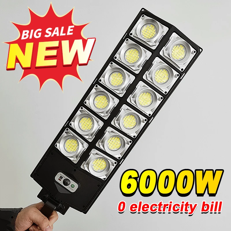 6000W Super 2022 Upgrade Outdoor Solar LED Light 360 Lamp Датчик движения Водонепроницаемая уличная
