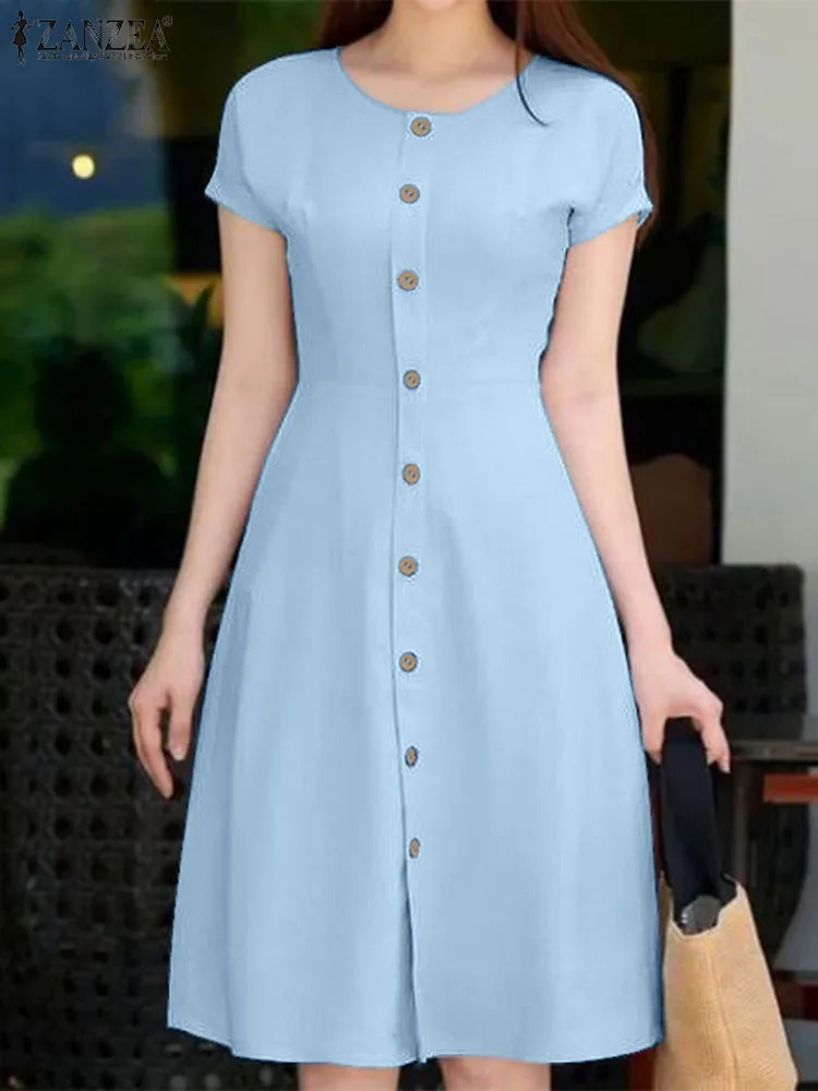 Платье ZANZEA женское с коротким рукавом