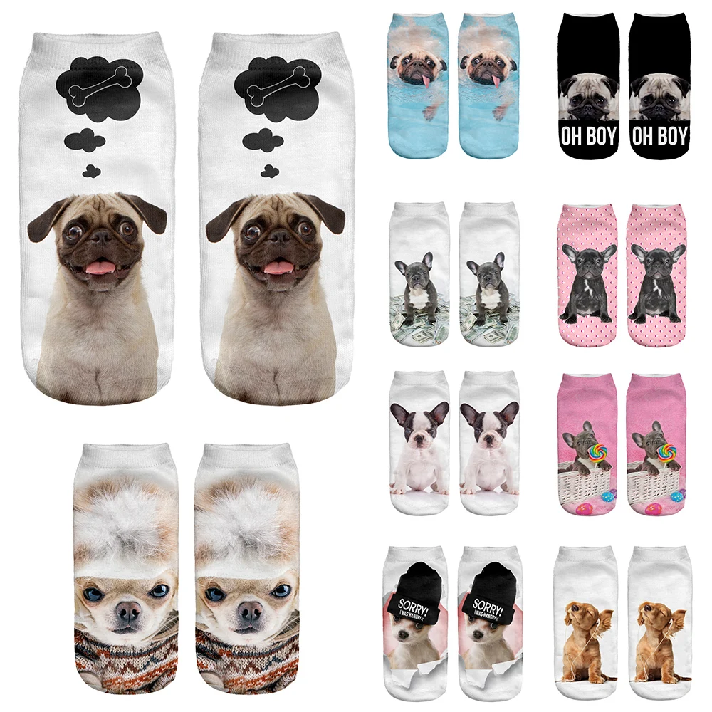 

DIY3D Printing Cute Pet Dog Socks Women's Low Chest Ankle Socks Multi Style Women's Casual Socks