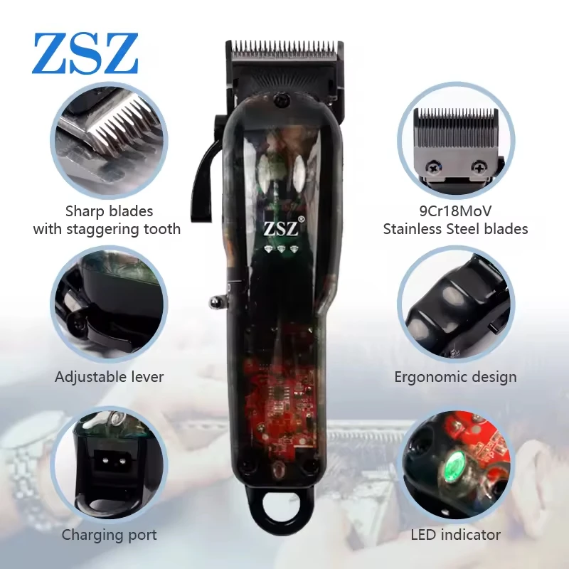 ZSZ F58 Профессиональный мужской электрический триммер для машинки стрижки лысины