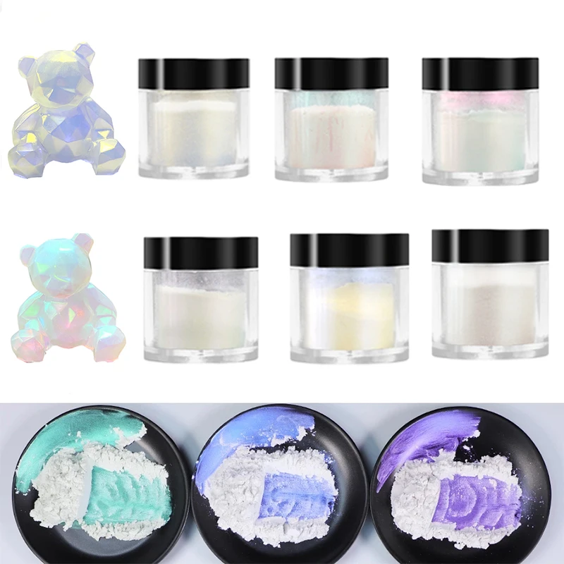 6PCS Pearl Powder Glitter Resin Pigment DIY Epoxy Resin Mold Mirror Chameleon Dye Resin Crafts Jewelry Making Colorant