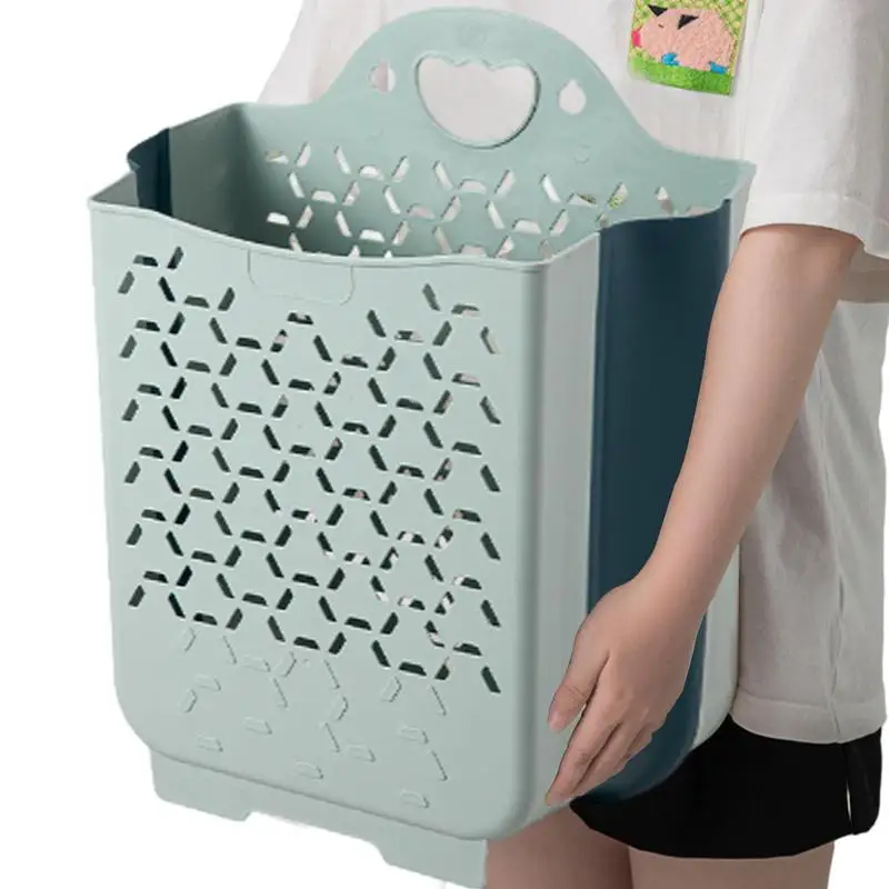 

Foldable Laundry Basket Folding Wall Hampers For Bedroom Collapsible Laundry Baskets Space-saving Wall-mounted Hollow Hampers