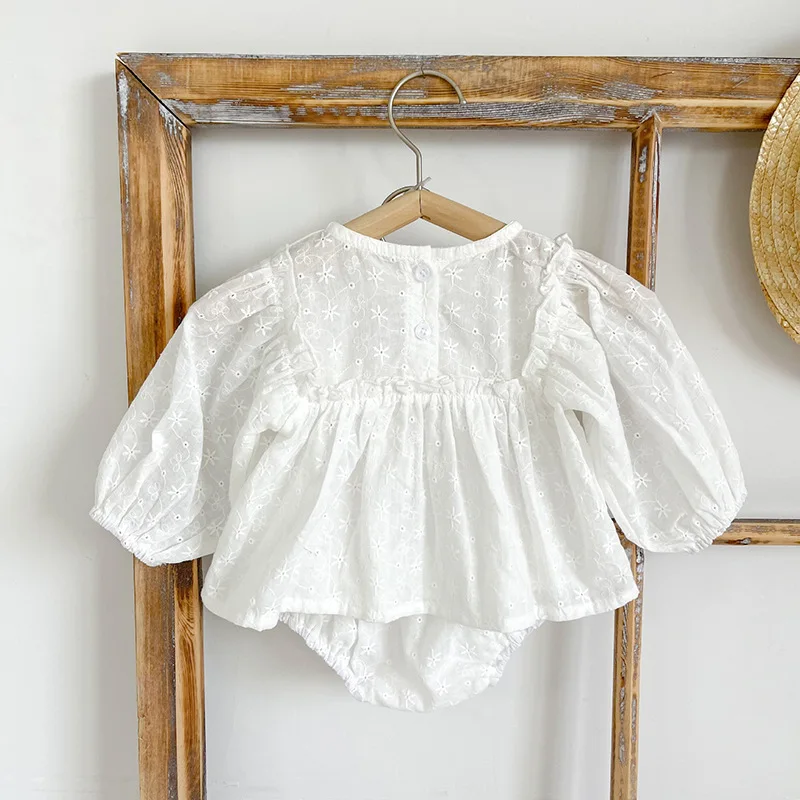

Autumn Clothes 2pcs Set 0-24 Months Solid 2 Pcs Set Cotton Newborn Baby Girl Ruffle Knit Romper Jumpsuit Bow Pants Outfits
