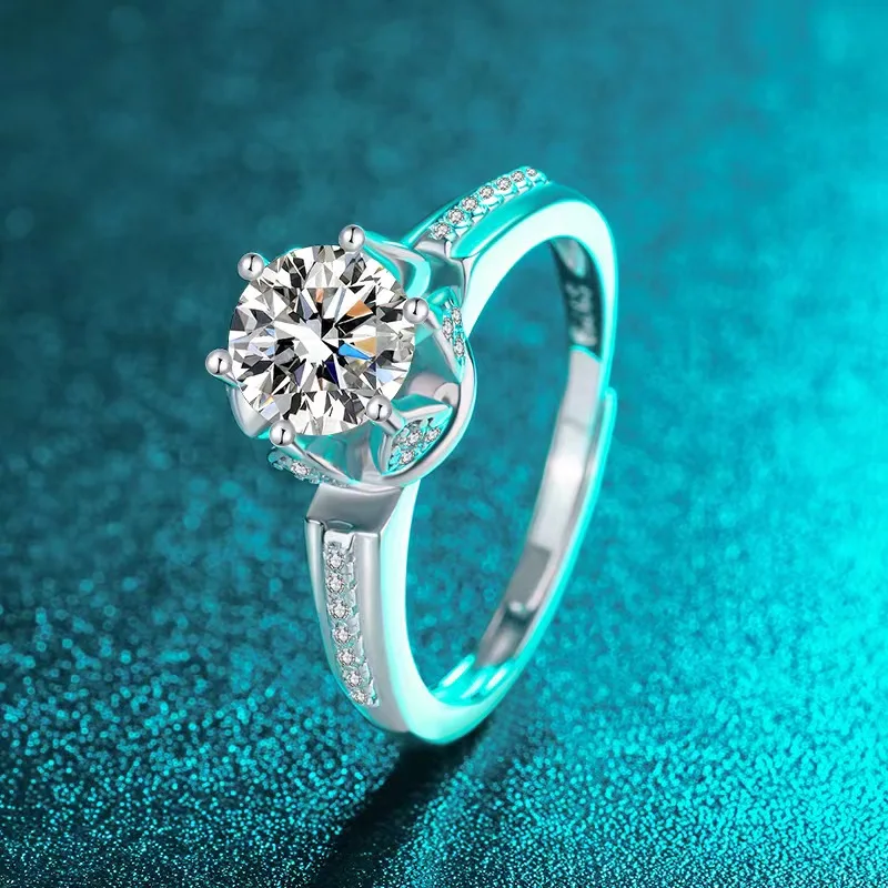 

Женские кольца из серебра 950 пробы, с муассанитом