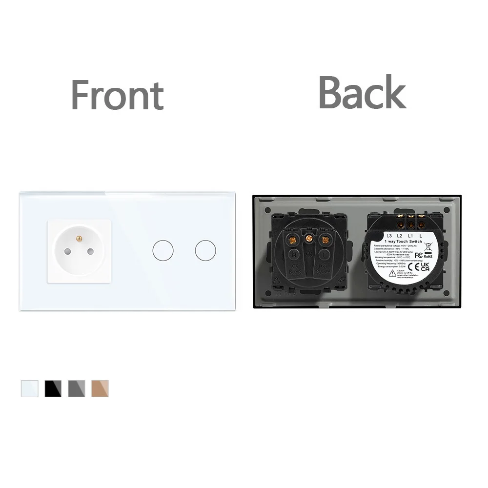 

Электрическая розетка TAWOIA с французским полированием, сенсорный выключатель, стеклянная панель, двойная розетка USB, тройные настенные розетки, кнопочный переключатель, подходит для вилок типа E