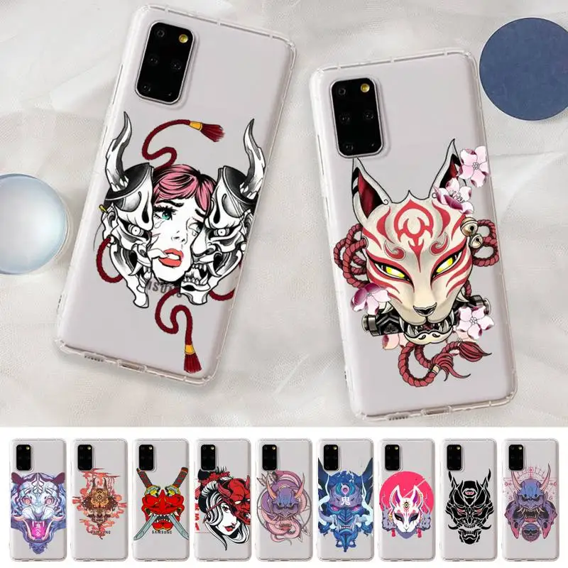 

FHNBLJ Samurai Oni Mask Phone Case for Samsung S20 S10 lite S21 plus for Redmi Note8 9pro for Huawei P20 Clear Case