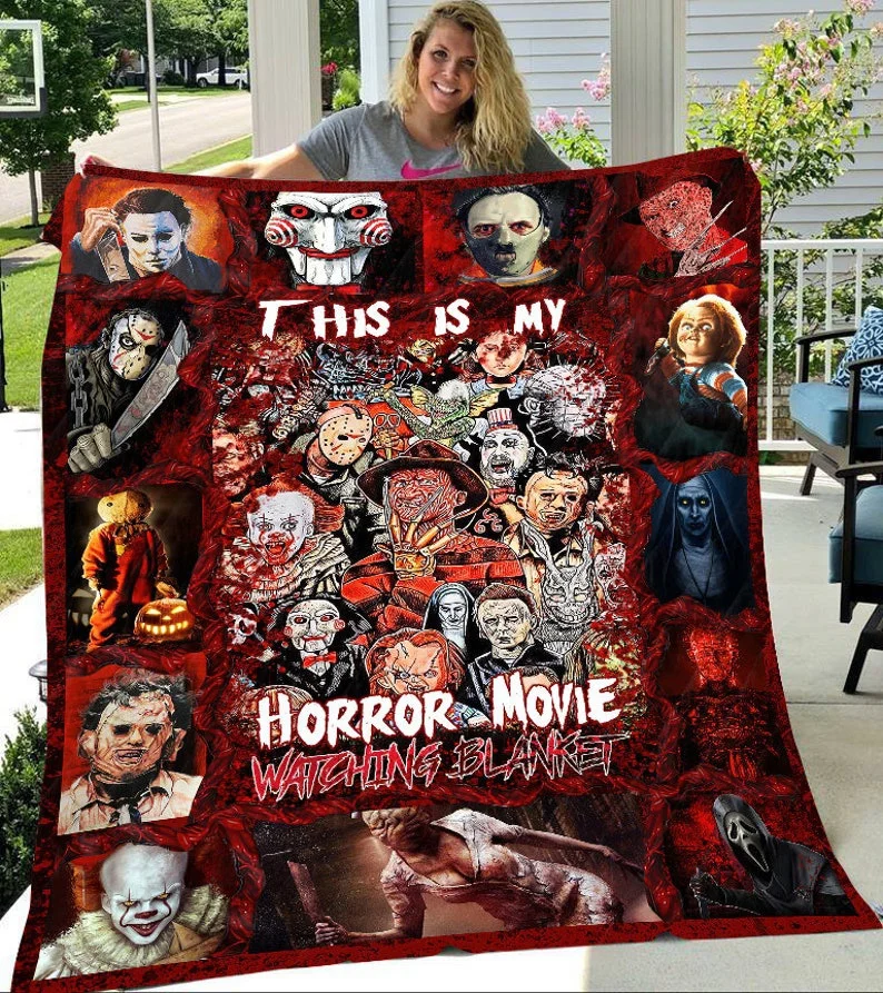

Halloween Scary Horror Movie Blanket Flannel Blanket Soft Fleece Throw Blankets Blanket for Bedroom Sofa