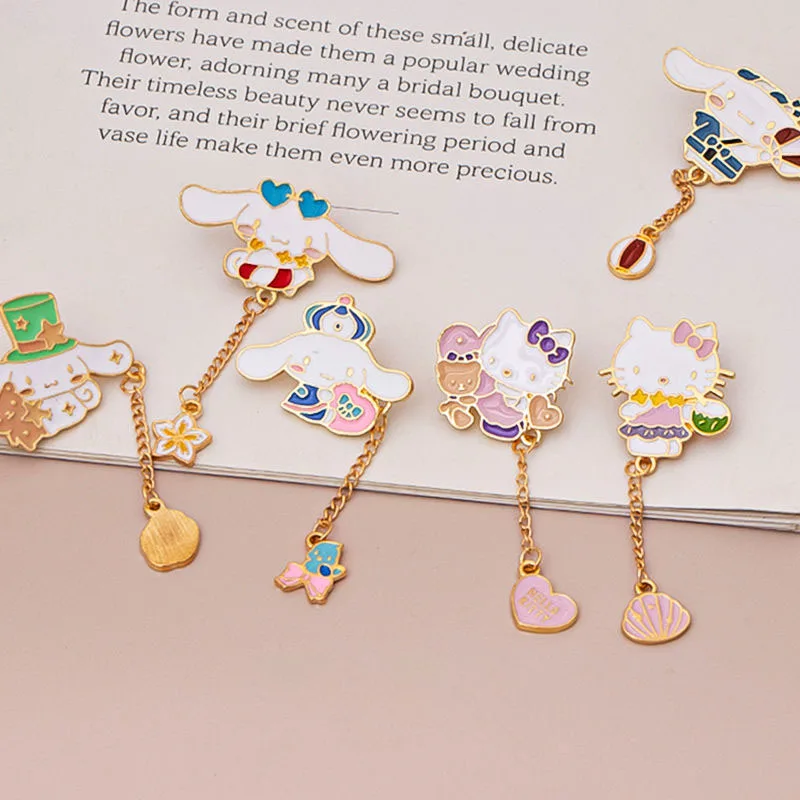 

Cute Cartoon Sanrio Cinnamoroll College Style Ins Metal Badge Jewelry Anime Kawaii Girl Heart Keychain Pendant Gift Toys