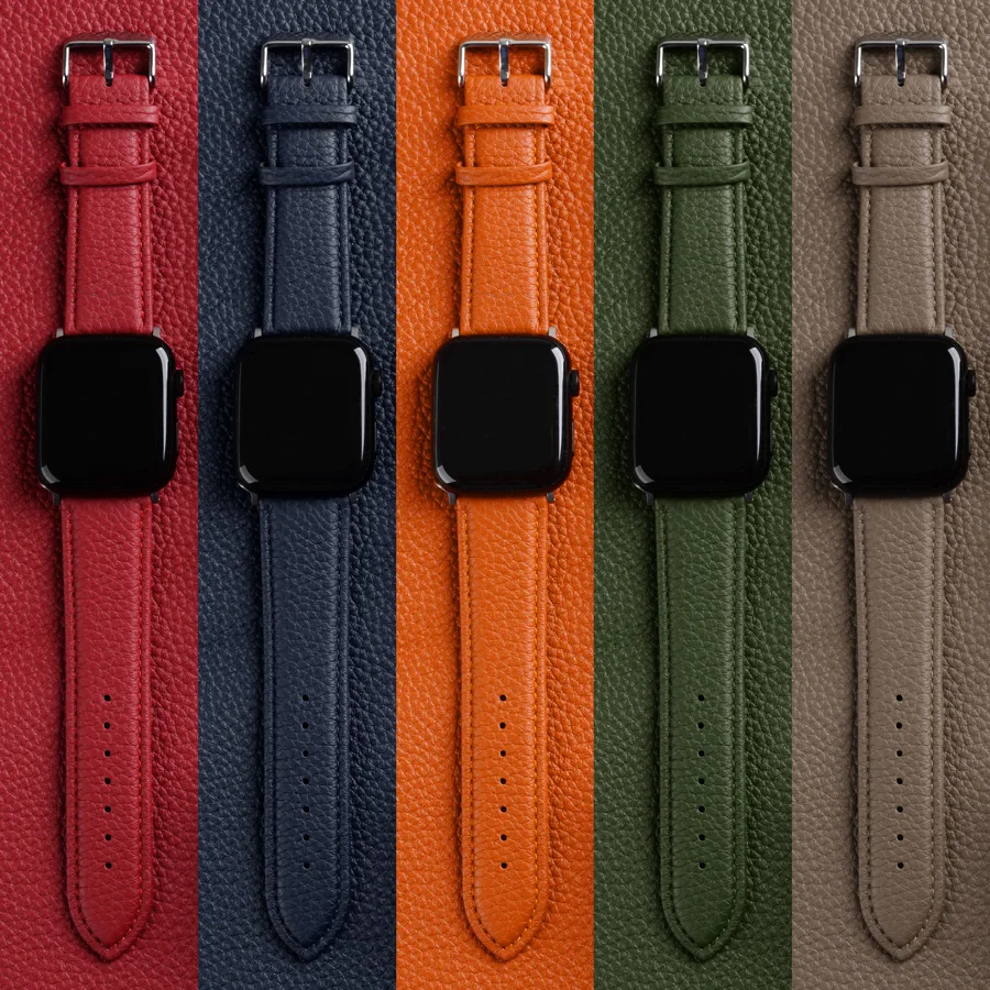 Ремешок из натуральной кожи для Apple Watch Band 45 мм 44 42 40 38 S7 S6 модные аксессуары умных