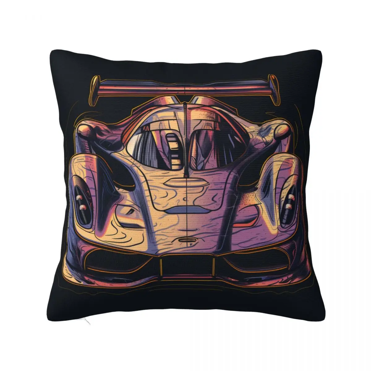 

Dazzling Sports Car Pillow Case Vibrant Tones Vintage Universal Polyester Pillowcase Bed Zipper Summer Cover