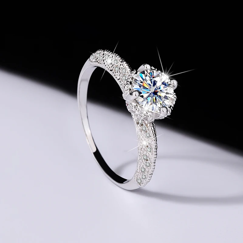 S925 pure silver authentic mozambique drill female ring angel wings of ins diamond trill quickly live factory wholesale