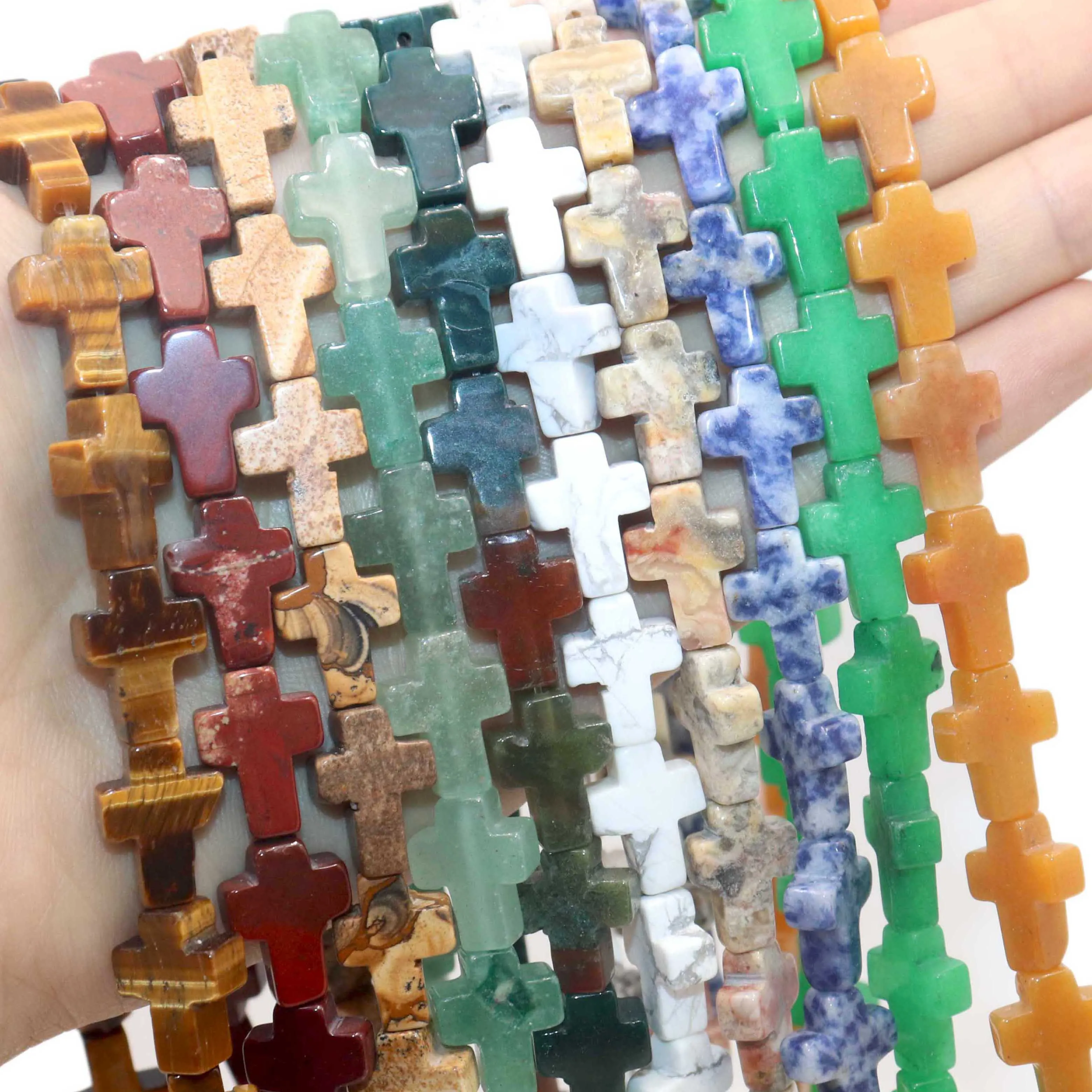 Бусины из натурального агата, кварца и нефрита, 8/12 мм