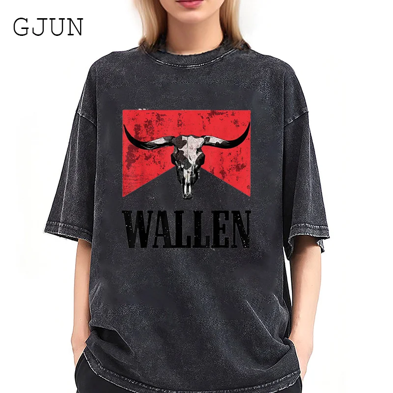 

Vintage Tee Shirt Western Wallen Graphic T-shirt Women Short Sleeve Simple Lady Clothes Hip Hop Streetwear Loose Oversized Tops
