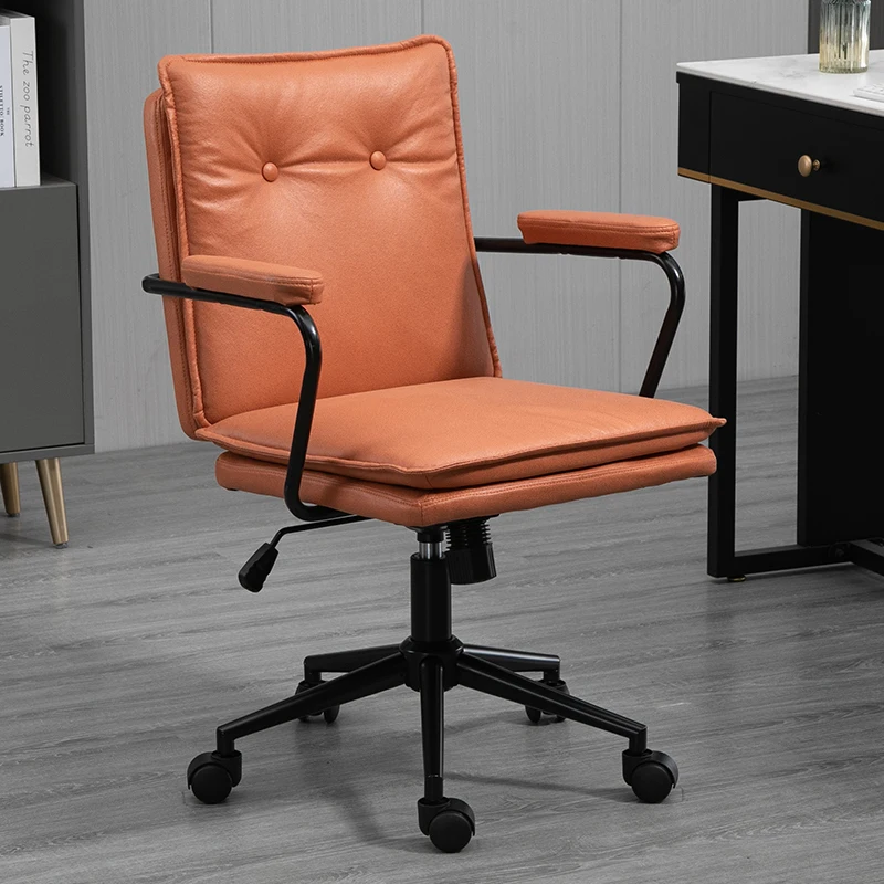 Vanity Back Nordic Luxury Office Chair Leather Wheels Cadeir