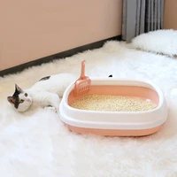semi enclosed cat litter basin removable pussy sandbox easy to clean pet toilet supplies splash proof kitten tray washing bath