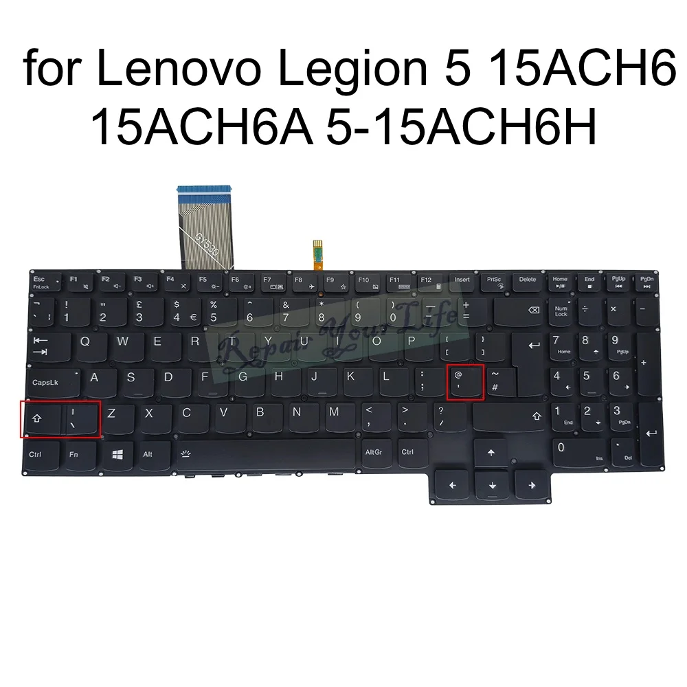 Фото Британская турецкая PT-BR бразильская клавиатура с подсветкой для Lenovo Legion 5 15ACH6 15ACH6A 15ACH6H 82NW 82JU 82JY ноутбук V 193320 BK1 PR5CYBG-UK №1
