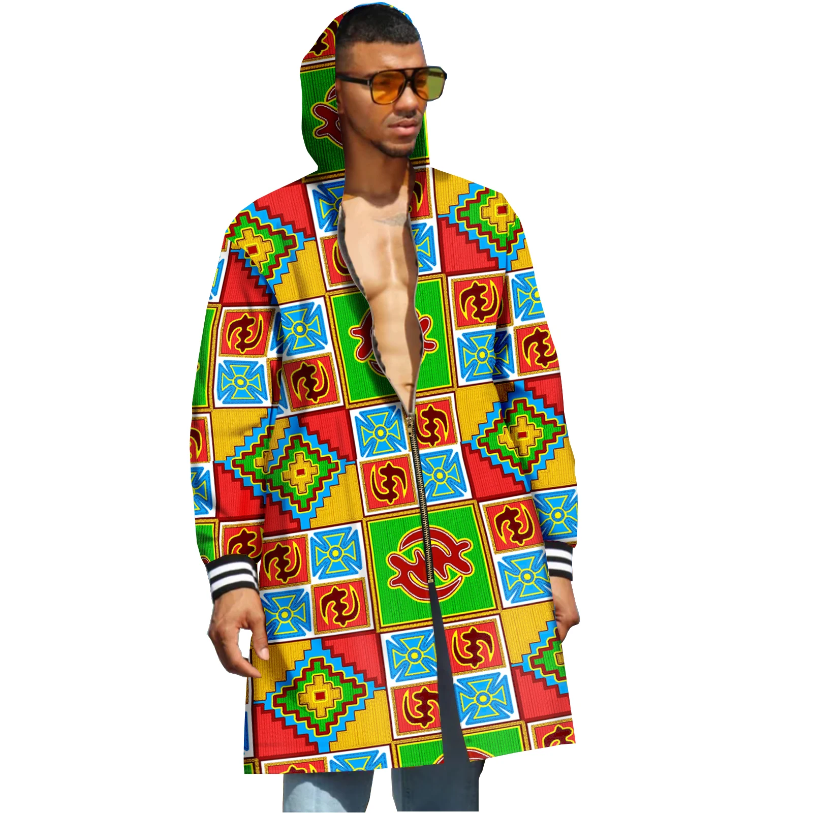 

African Men Fashion Coat Long Sleeve Dashiki Tops Coat Ankara Tribal Retro Loose Contracted Casual Tracksuit