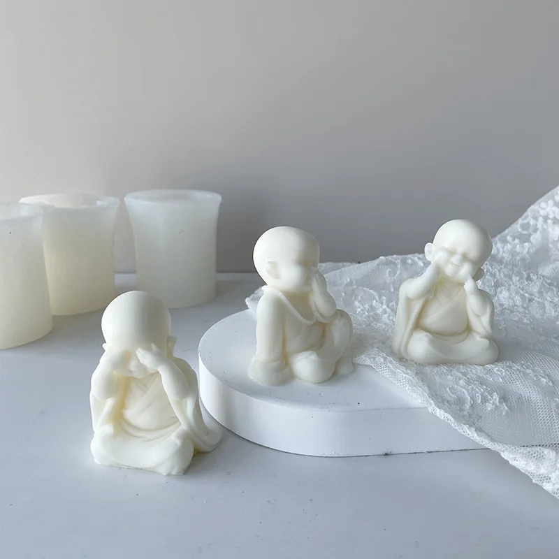 

3D Cute Little Monk Fondant Cake Molds Chocolate Gum Paste Silicone Mould DIY Soap Candle Making Mold Plaster Clay Epoxy Resin