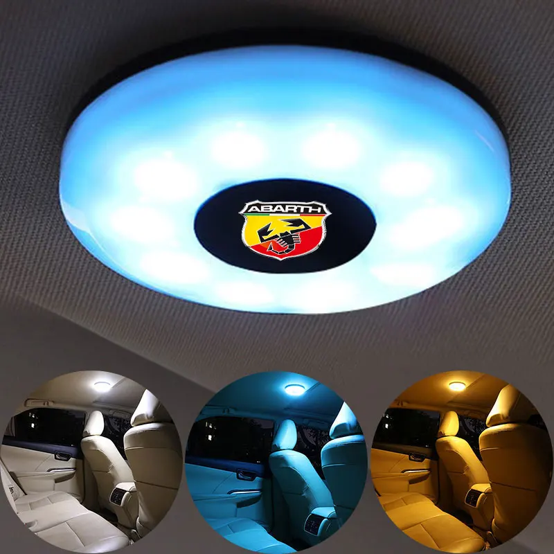 

Car LED Night Light Touch Type Auto Roof Magnet Lamp For Abarth 500C 500S 595 Pista 695 124 Spider Punto Evo car Accessories