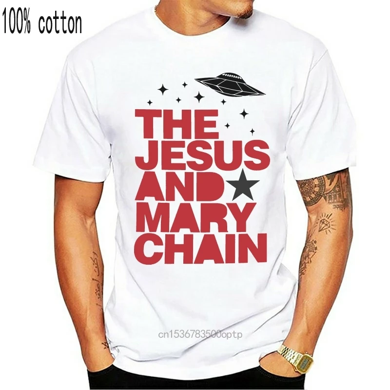 

Camiseta con estampado de cadena de Jesús y María para hombre, camisa de música, ruido Rock, Post Punk, Stella, estilo gris