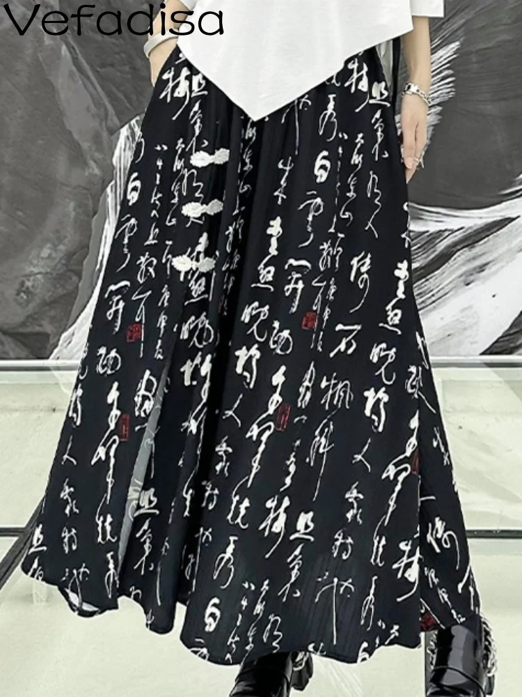 

Vefadisa 2023 Summer Personalized Chinese Character Print Half Length Skirt Women A-line Skirt Fashion Girl Short Skirt ZY1463